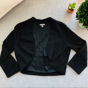 Black open front sweater